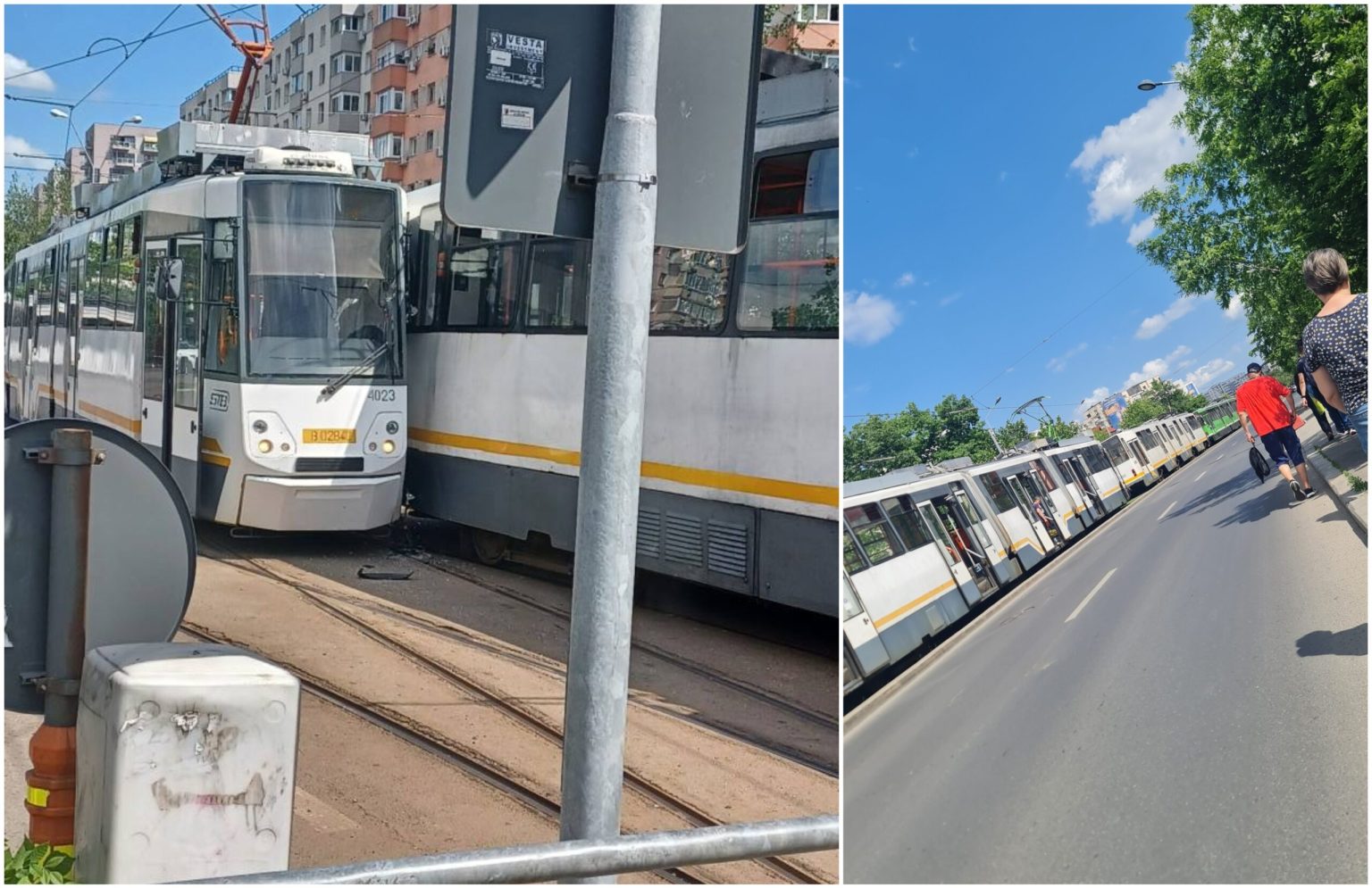 foto alte doua tramvaie s au ciocnit pe traseu in bucuresti din cauza accidentului liniile 19 si 23 au fost blocate doua ore pe bd liviu rebreanu 68308b761b2f0