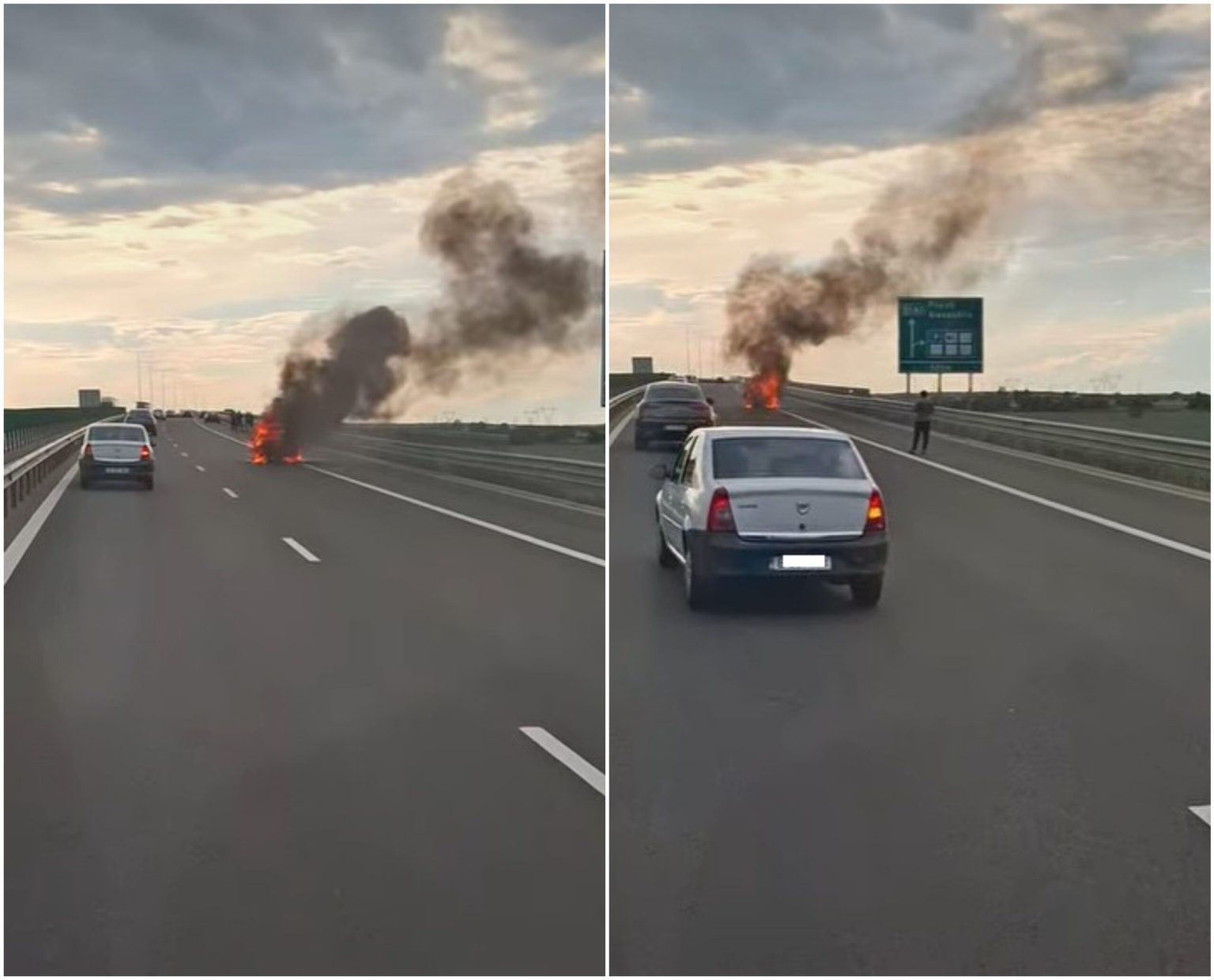 o masina a luat foc in mers pe autostrada bucurestiului a0 intre jilava si bragadiru au venit pompierii spune un sofer 682b5e053f784
