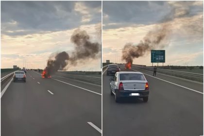 o masina a luat foc in mers pe autostrada bucurestiului a0 intre jilava si bragadiru au venit pompierii spune un sofer 682b5e053f784
