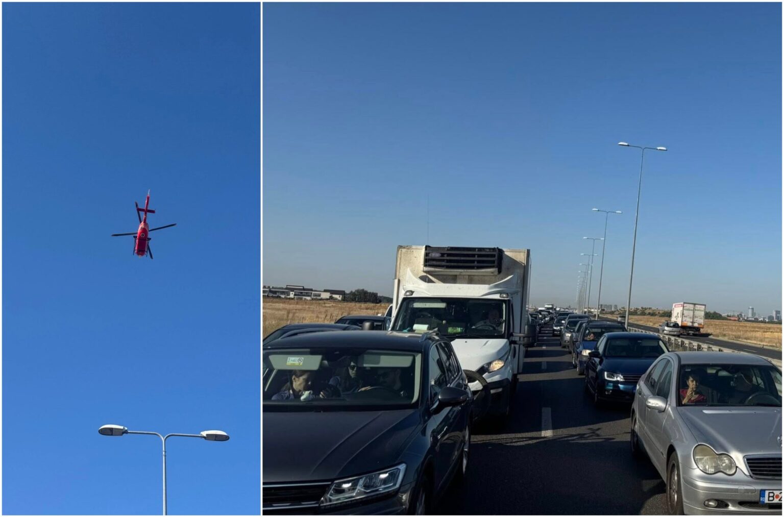 alerta trafic oprit pe a3 bucuresti ploiesti elicopter smurd in misiune accident cu 3 masini in zona stefanestii de jos sofer nu ne miscam de o ora 689edf4968c11