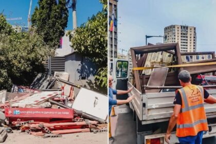 foto dispar automatele vechi de cartele infochioscurile abandonate si cosurile de gunoi incendiate de pe strazile capitalei pmb le duce la reciclare 68a87eec61b3f