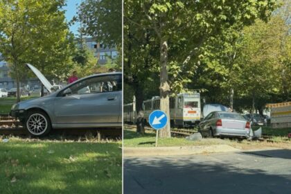 foto extrem de periculoasa si nedorita cascadorie auto pe sina de tramvai de pe bulevardul theodor pallady un sofer a blocat cu masina 3 linii stb 68aed2bf8d3da 1