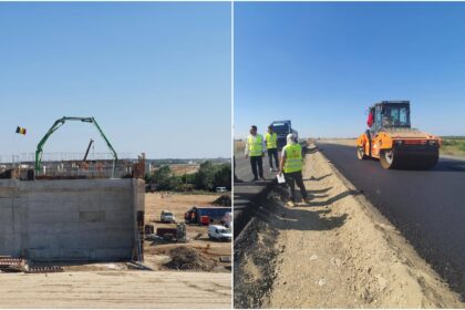 foto lotul 3 nord al a0 autostrada bucurestiului avanseaza timid putin cate putin scriosteanu au inceput lucrarile de asternere a stratului de asfalt de baza 689e235c298fa