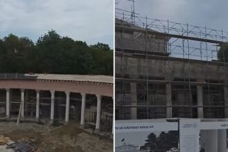 video lucrarile de refacere a teatrului de vara din parcul bazilescu sunt in grafic tuta acum se lucreaza la acoperis in curand va fi turnat betonul in partea de jos 68a5f199281f7