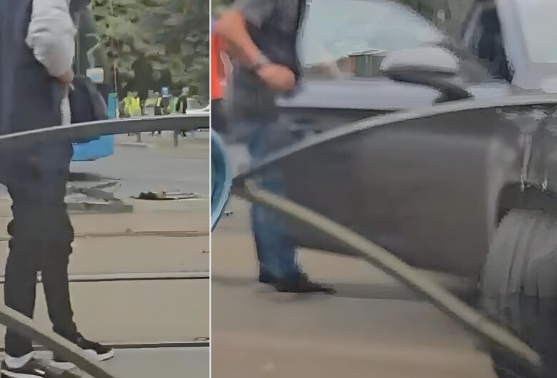 video un bucurestean a zburat cu masina prin gard si a ajuns de a curmezisul sinei de tramvai dupa un carambol linia 21 blocata o ora 68ac3d21821c3