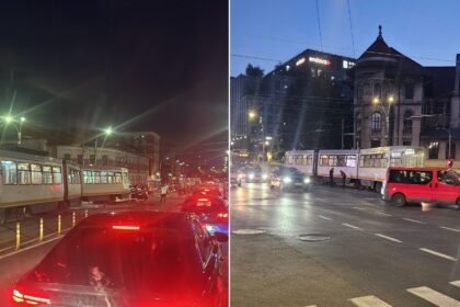 cauza naucitoare a deraierii tramvaiului 19 care a sarit de pe sine azi noapte la liceul sincai o trotineta lasata aiurea in drum sau chiar aruncata in fata lui 68bfc035bf988