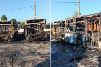 foto incendiu la autobaza ferentari unde doua autobuze mercedes citaro au fost distruse de flacari stb a constituit o comisie tehnica pentru a afla cauzele incidentului 68b7136191bce