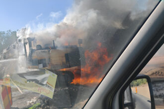 video utilaj in flacari pe centura capitalei pe santierul dintre jilava si magurele slava cerului ca nu sunt victime trafic deja ingreunat 68d39a7eb3227