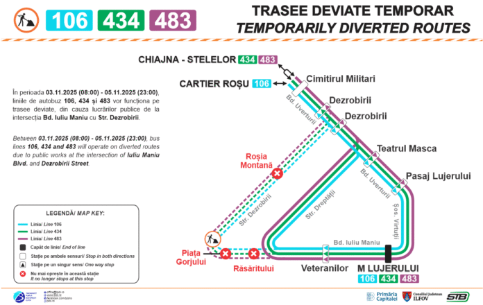 autobuzele liniilor 106 434 si 483 deviate in primele trei zile ale saptamanii viitoare 6904a0c5ac165