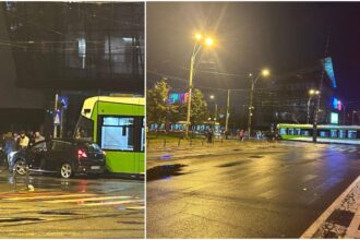 foto un tramvai si o masina s au ciocnit la prima ora la intersectia dintre strada progresului si calea rahovei 7 linii stb blocate si deviate dimineata 68e3518ff2132