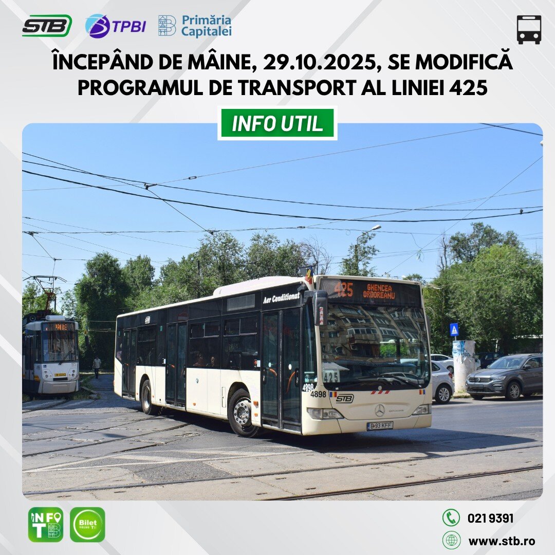 incepand de maine 29 octombrie se modifica programul de transport al liniei 425 6900b914a30be
