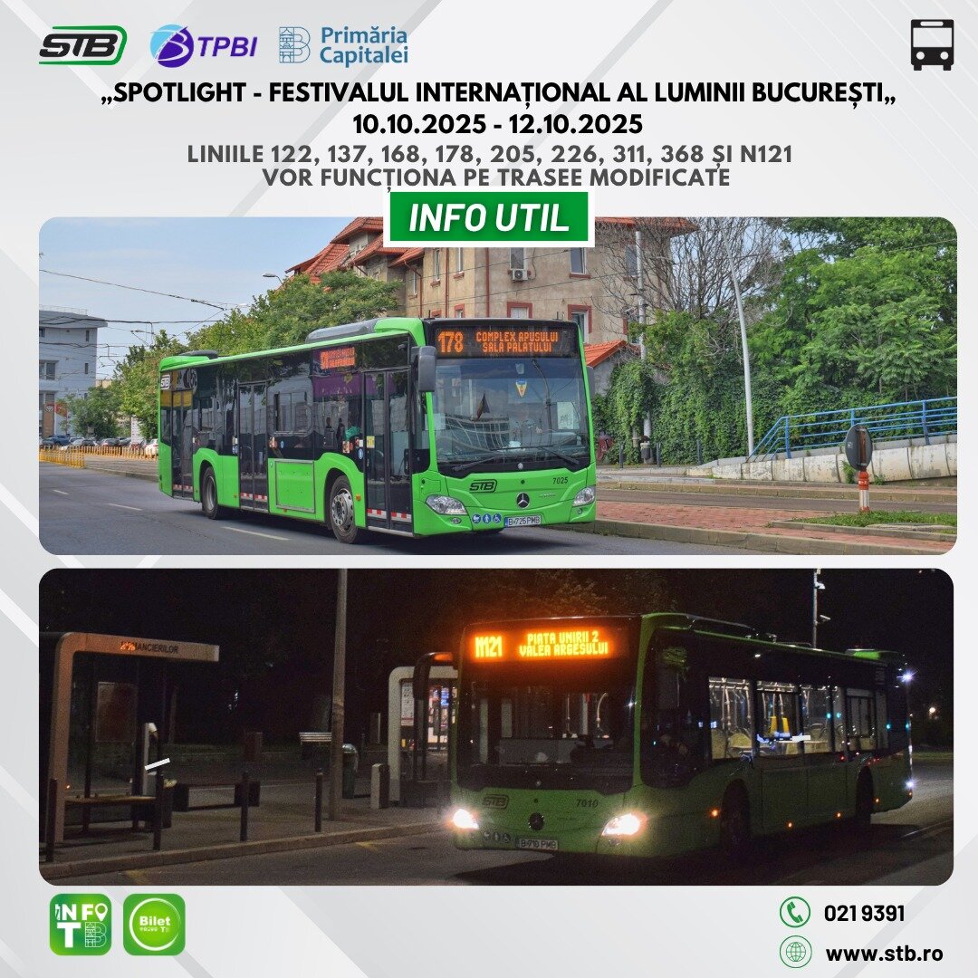 trasee modificate cu ocazia desfasurarii evenimentului cultural artistic spotlight festivalul international al luminii bucuresti 68e78f50b9bf7