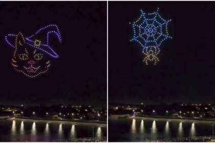 video cerul de deasupra festivalului west side hallo fest a fost invadat de fantome dovleci si vrajitoare 250 de drone au facut spectacol 68fe06af40a0d