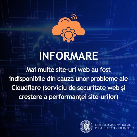dnsc mai multe site uri web au fost indisponibile din cauza unor probleme ale serviciilor cloudflare 691c8474bcbd9