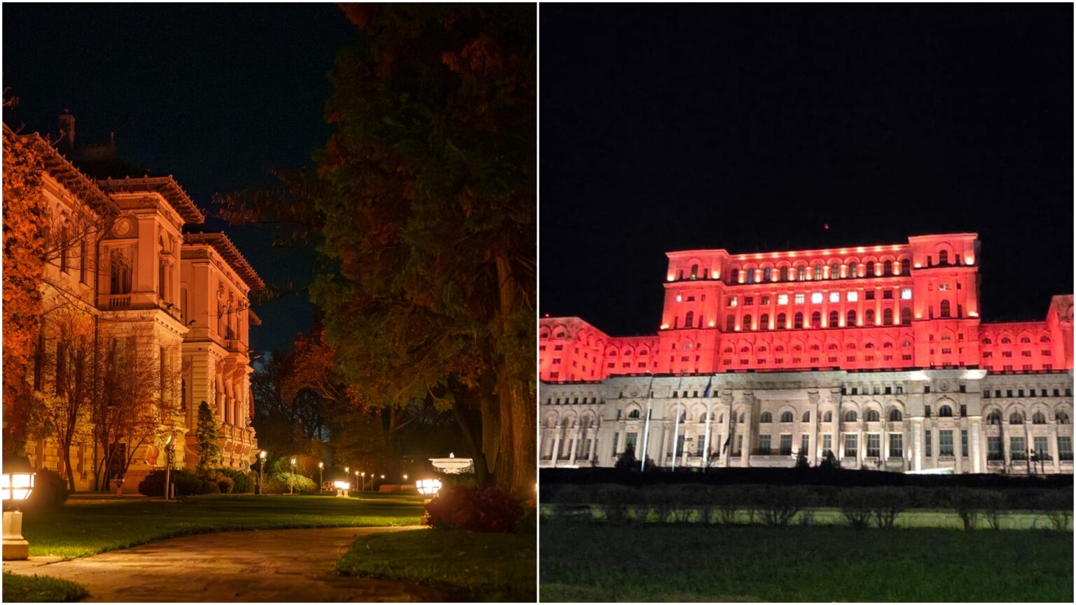 foto imagini spectaculoase cu palatul cotroceni si palatul parlamentului iluminate in portocaliu de ziua internationala de lupta impotriva violentei asupra femeilor 6926b139c3ebd