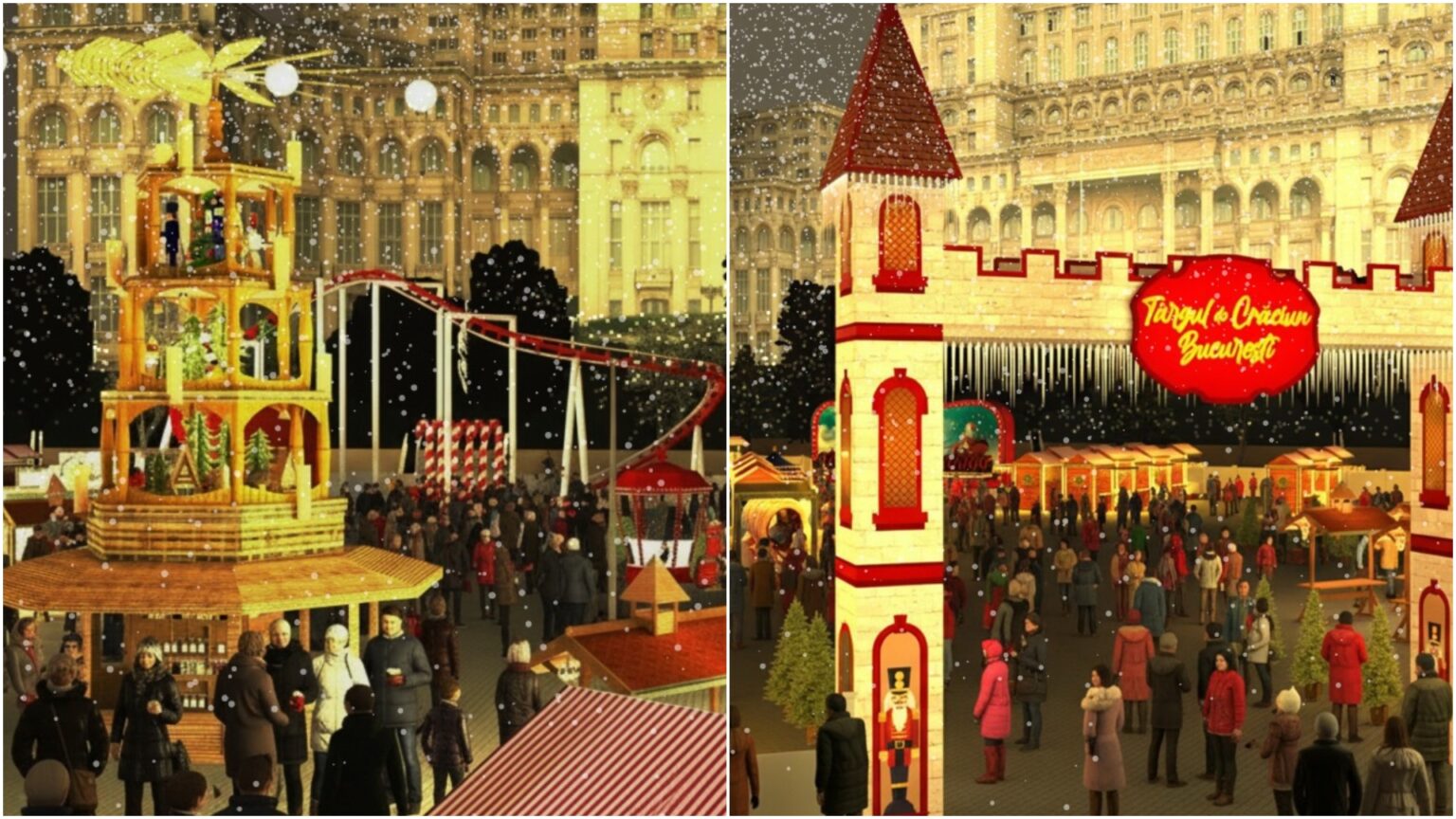 foto prima piramida de craciun din tara inalta de 10 metri in mijlocul targului de craciun din piata constitutiei ce alte noutati sunt anul acesta in fata parlamentului 6929a2166482f