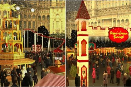 foto prima piramida de craciun din tara inalta de 10 metri in mijlocul targului de craciun din piata constitutiei ce alte noutati sunt anul acesta in fata parlamentului 6929a2166482f