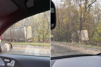 foto un tir a zburat de pe centura capitalei intre tunari si otopeni trafic restrictionat pe banda 1 690e08a316178