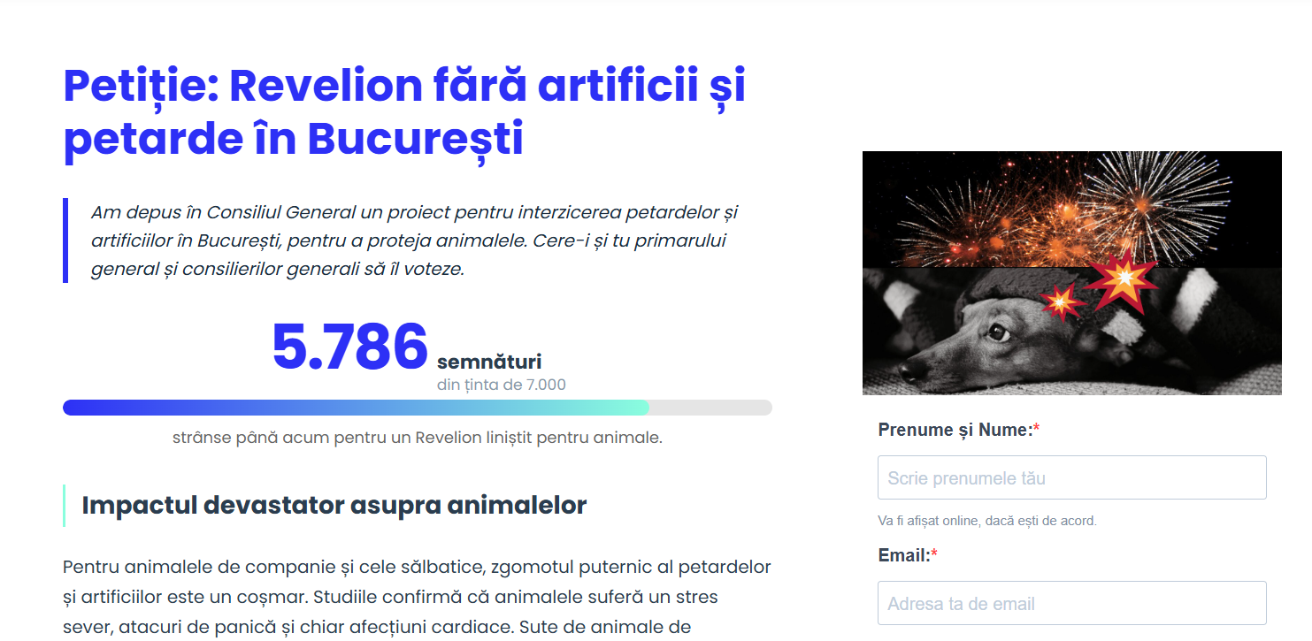 petitie pentru un revelion fara artificii in bucuresti proiect depus in consiliul general pentru interzicerea petardelor in sprijinul animalelor si al sigurantei publice 692355b1b8e61