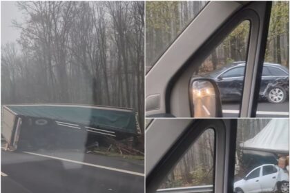 video oribil accident dimineata pe a1 unde un tir a zburat de pe sosea o masina strivita o alta lovita si copaci secerati carambolul pe sensul spre bucuresti 69118c97d8ee7
