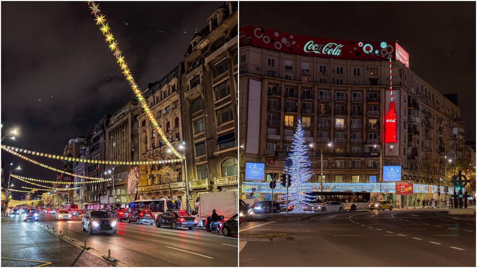 foto e29ca8 siruri de stele si luminite aduc spiritul sarbatorilor in piata romana si copacii de pe bd lascar catargiu sunt imbracati in beculete stralucitoare 69341bf483a57