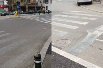 foto pericolul de pe linia 5 ramas in calea soferilor si pietonilor dupa inchiderea santierului e haos cu trecerile desfiintate dar nesterse si nesemnalizate 6940068dcbfae