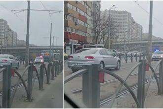 video cascadorul plansului in traficul din bucuresti un sofer a luat o vitejeste pe contrasens pe sina de tramvai in colentina si a dat nas in nas cu masina politiei 693be6cc239d6