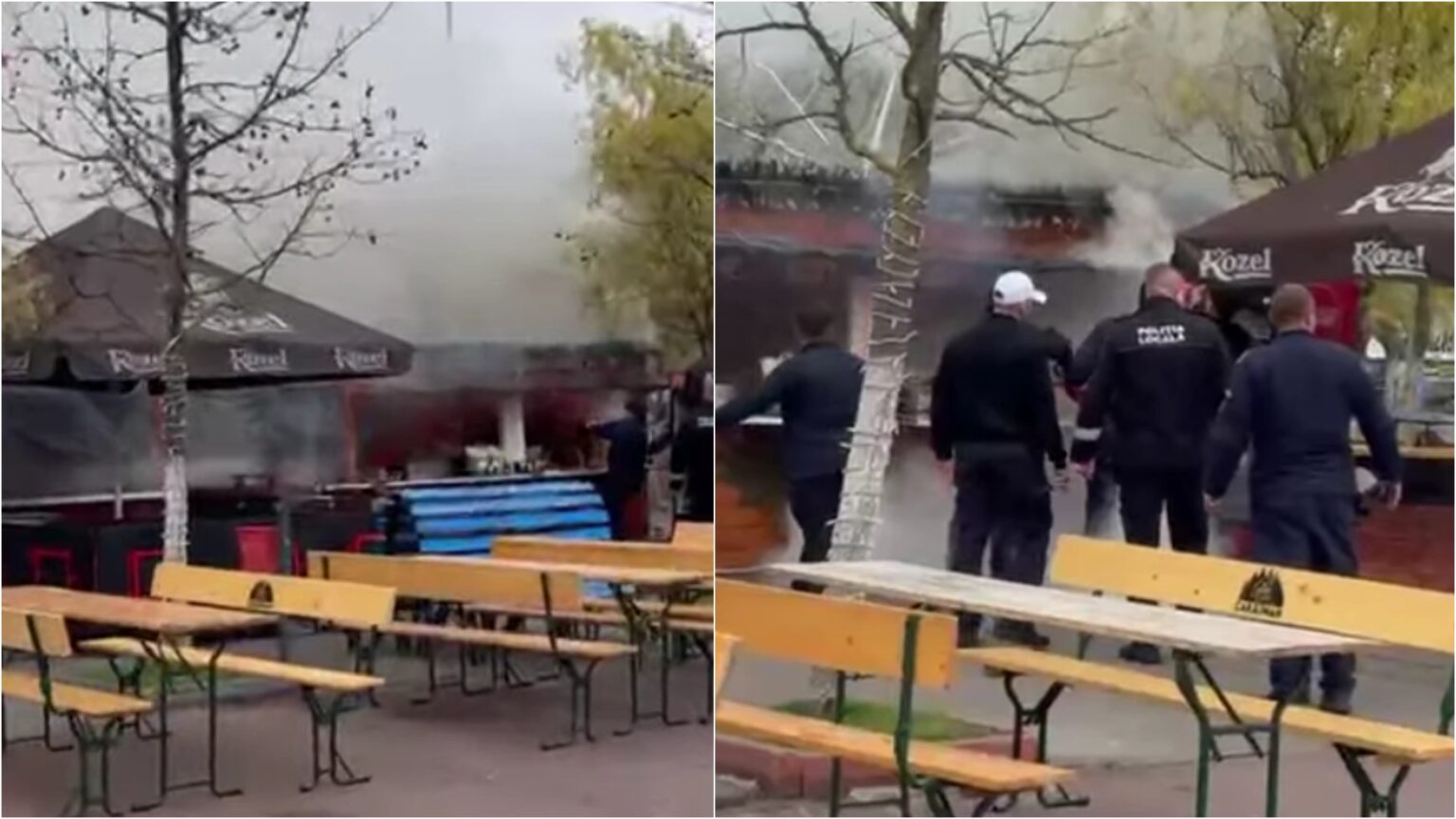 video incendiu la o casuta de lemn de la un targ de craciun din bucuresti jandarmii au intervenit pentru a stinge flacarile 693050964c554