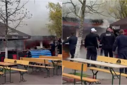 video incendiu la o casuta de lemn de la un targ de craciun din bucuresti jandarmii au intervenit pentru a stinge flacarile 693050964c554