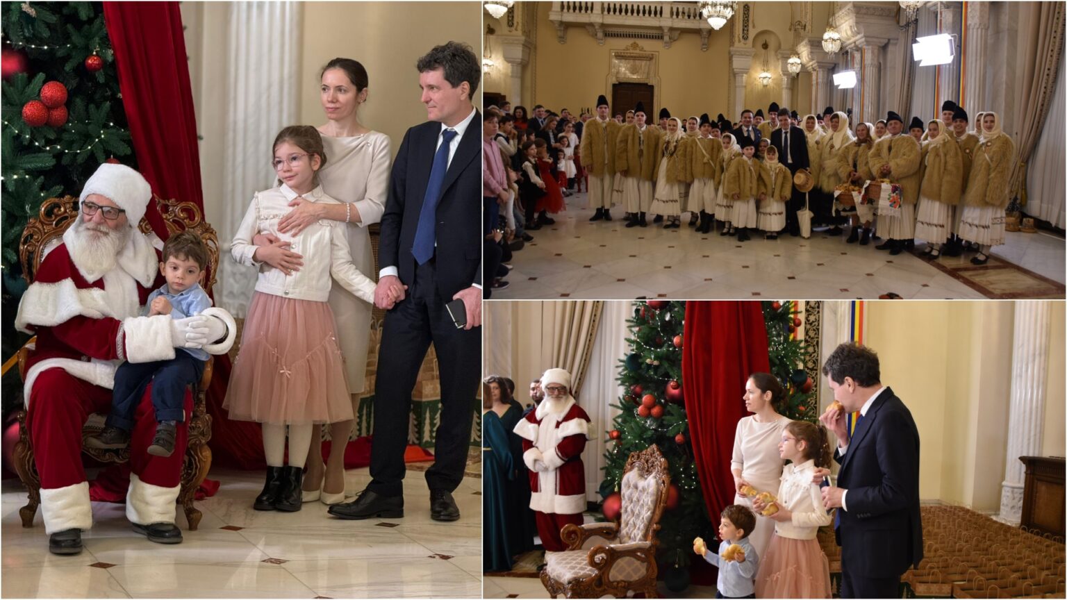 video nicusor dan alaturi de partenera si copii lui a deschis usa de la cotroceni pentru colindatori si mos craciun presedintele s a bucurat si de colacei traditionali 694bb9b308928