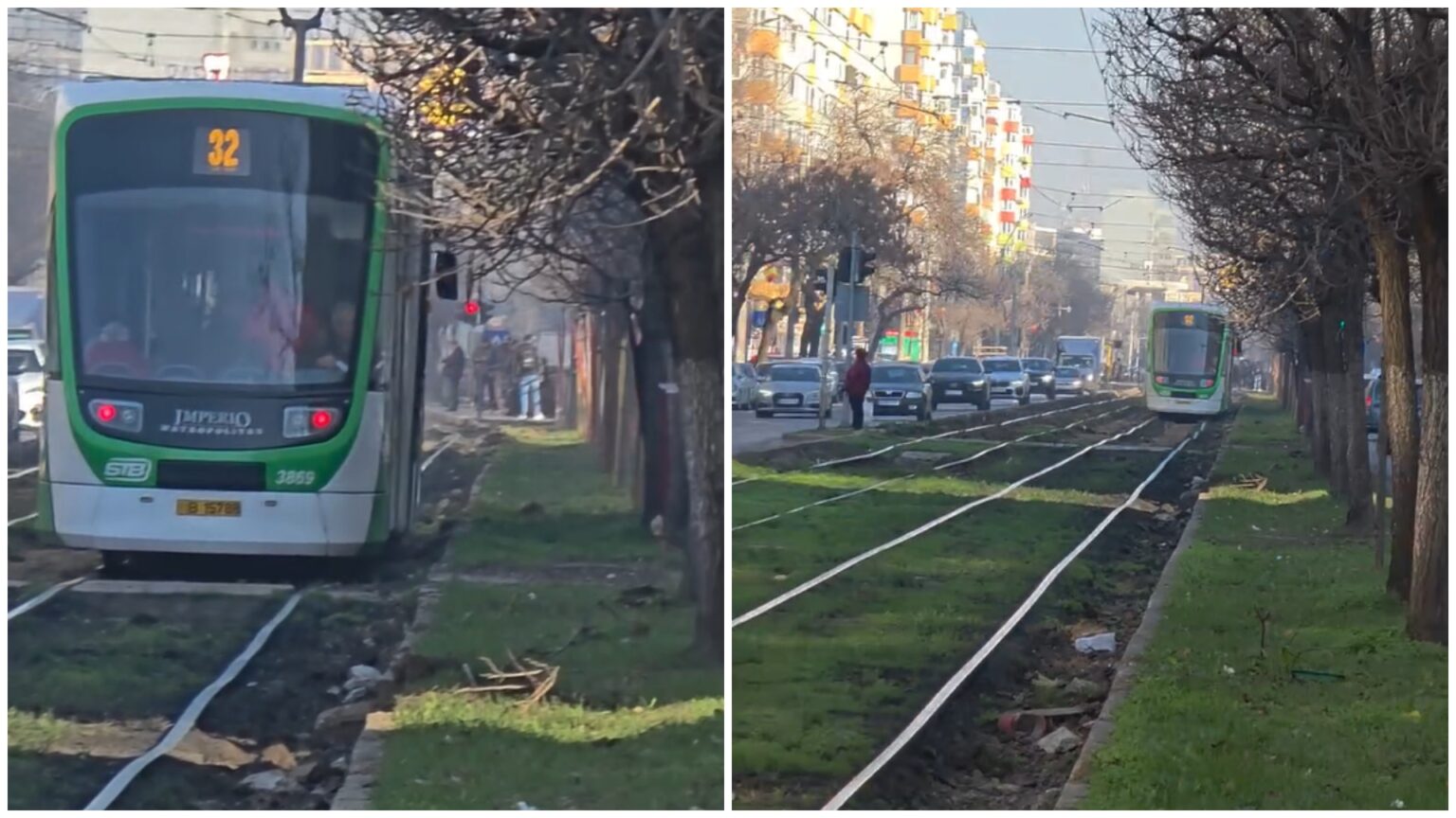 video noi imagini cu tramvaiul 32 balanganindu se periculos pe sinele cu bucle de pe calea rahovei gazonul recent scos ascundea pana acum dimensiunea dezastrului 69467156c157a
