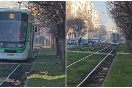 video noi imagini cu tramvaiul 32 balanganindu se periculos pe sinele cu bucle de pe calea rahovei gazonul recent scos ascundea pana acum dimensiunea dezastrului 69467156c157a