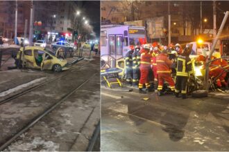 foto cumplit accident in rahova pe strada sebastian doua masini s au ciocnit violent una a fost proiectata pe sine 3 oameni incarcerati tramvaie blocate 696aead69ad73