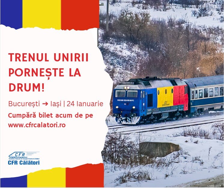 trenul unirii va circula sambata de la bucuresti nord la iasi cu o locomotiva in culorile drapelului national 6972181b0bf34