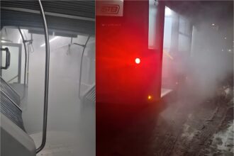 video arde uite cum arde un autobuz otokar inecat in fum dens pe traseul liniei 100 invaluit in nor pleaca din statia stb aeroportul baneasa 6960b3428dbd5