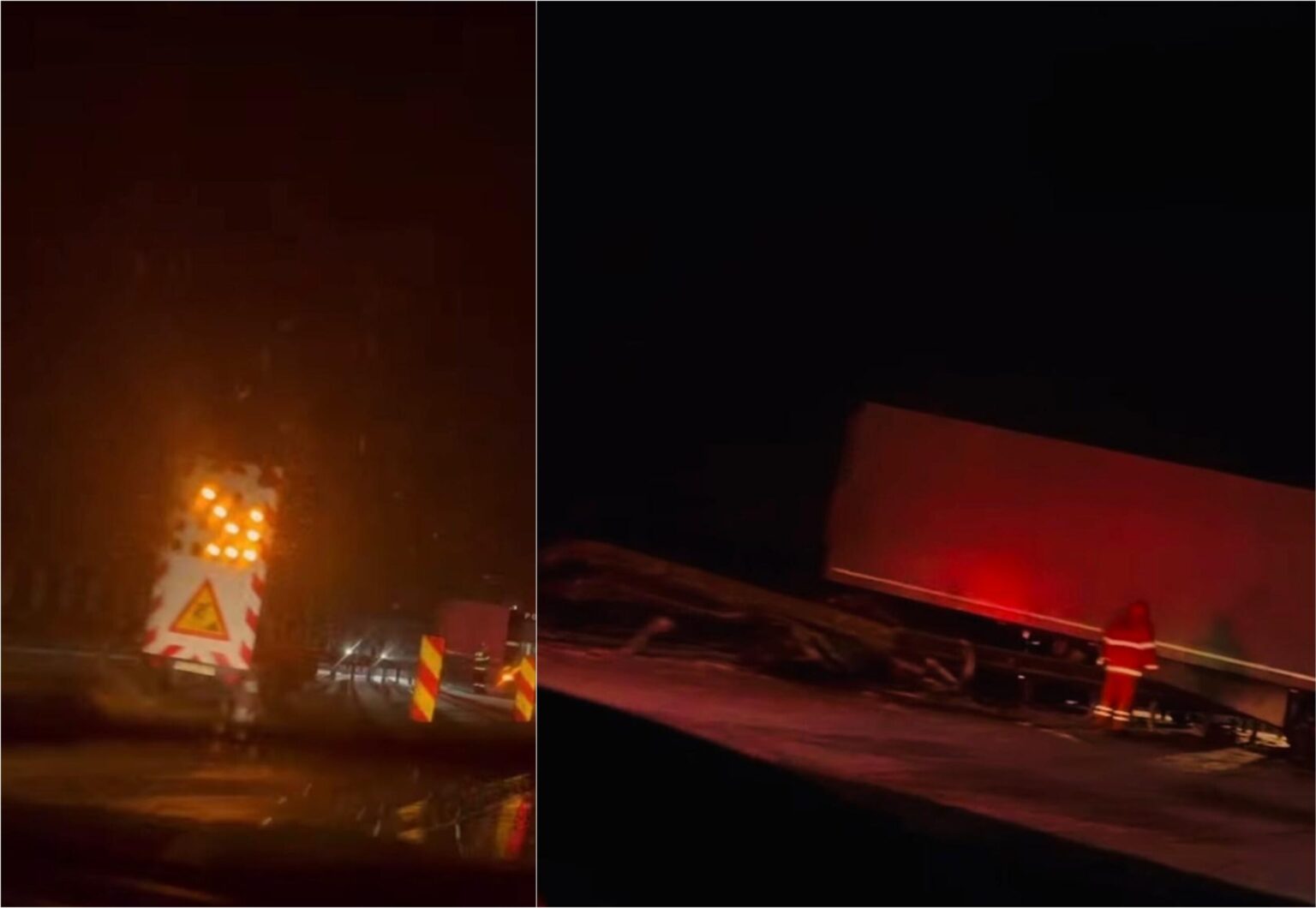 video mare atentie la drum pericol de derapaj accident teribil azi noapte pe a3 cu tir intrat in parapet si ajuns pe contrasens pe sensul spre bucuresti 69632e6a09c62