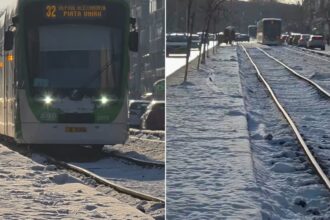 video se rupe pamantul sub tramvaiul imperio care abia se tine pe sine pe calea rahovei gauri facute de rugina in linia 32 cea abia reparata 696640ae17e73