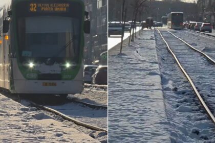 video se rupe pamantul sub tramvaiul imperio care abia se tine pe sine pe calea rahovei gauri facute de rugina in linia 32 cea abia reparata 696640ae17e73