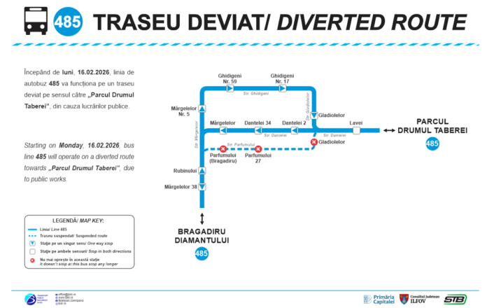 linia 485 deviata de luni pe sensul spre parcul drumul taberei din cauza lucrarilor din bragadiru 698f073153f97