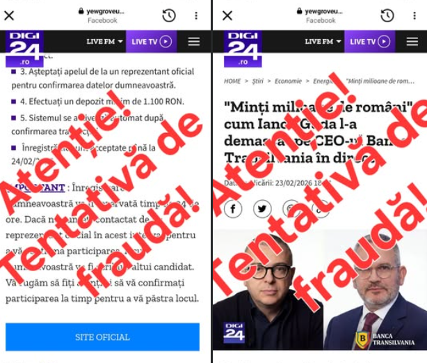site ul digi24 clonat intr o tentativa de frauda online mai avertizeaza asupra noului atac 699f036597b21