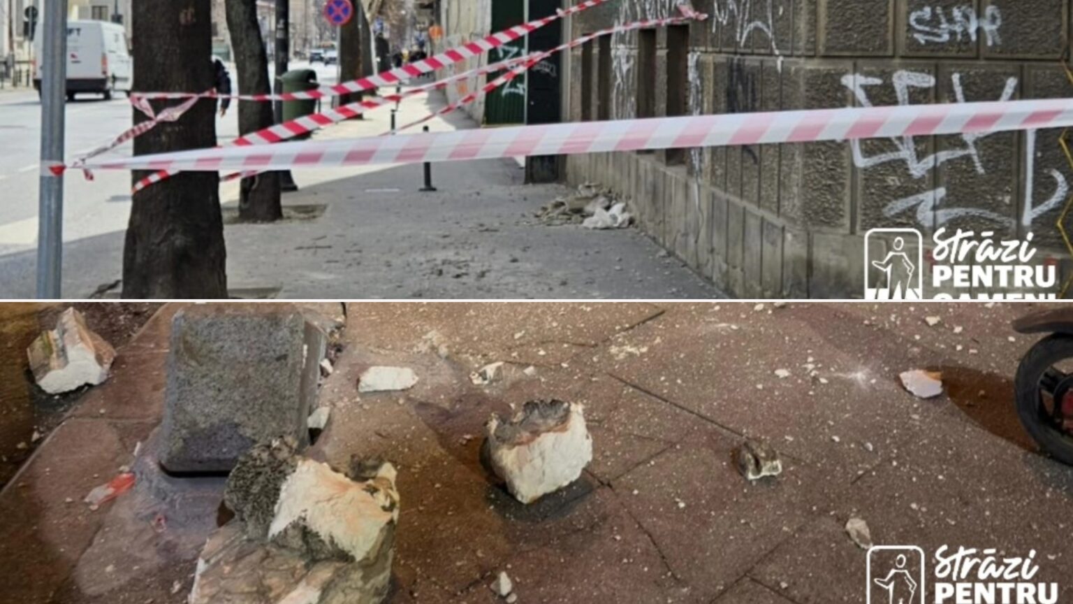foto atentie chiar cade tencuiala un barbat a fost lovit de o bucata desprinsa dintr o fatada pe bd elisabeta asociatia strazi pentru oameni cere interventii urgente 69c2d03d2683e