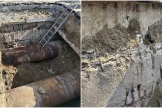 foto soseaua mihai bravu ramane blocata pe tronsonul calea vitan bulevardul camil ressu surparea asfaltului a afectat 10 placi de beton din galeria de termoficare 69b5b2ad6b1e7