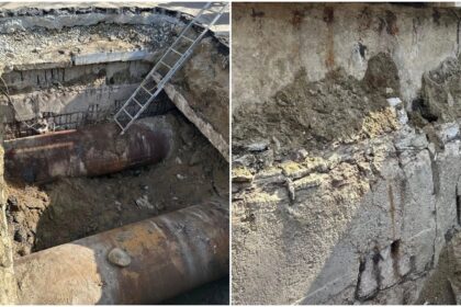 foto soseaua mihai bravu ramane blocata pe tronsonul calea vitan bulevardul camil ressu surparea asfaltului a afectat 10 placi de beton din galeria de termoficare 69b5b2ad6b1e7