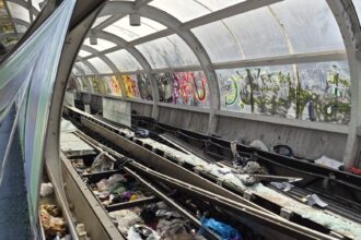 imaginea unui dezastru din gara de nord trotuarul rulant spre gara basarab vandalizat si abandonat ar urma sa fie reparat odata cu pasajul basarab 69ae993eda8f7