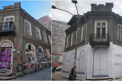 foto solutia ciucu pentru cladirile de patrimoniu de pe brezoianu si gutenberg monumente care stau sa cada sub pelerine din mesh uri 69e9c0395a81e