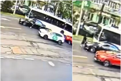 video momentul in care un bucurestean isi iese din minti in trafic coboara din masina da cu pumnii intr un autobuz scoate pistolul si l indreapta spre soferul stb 69f081ee84116