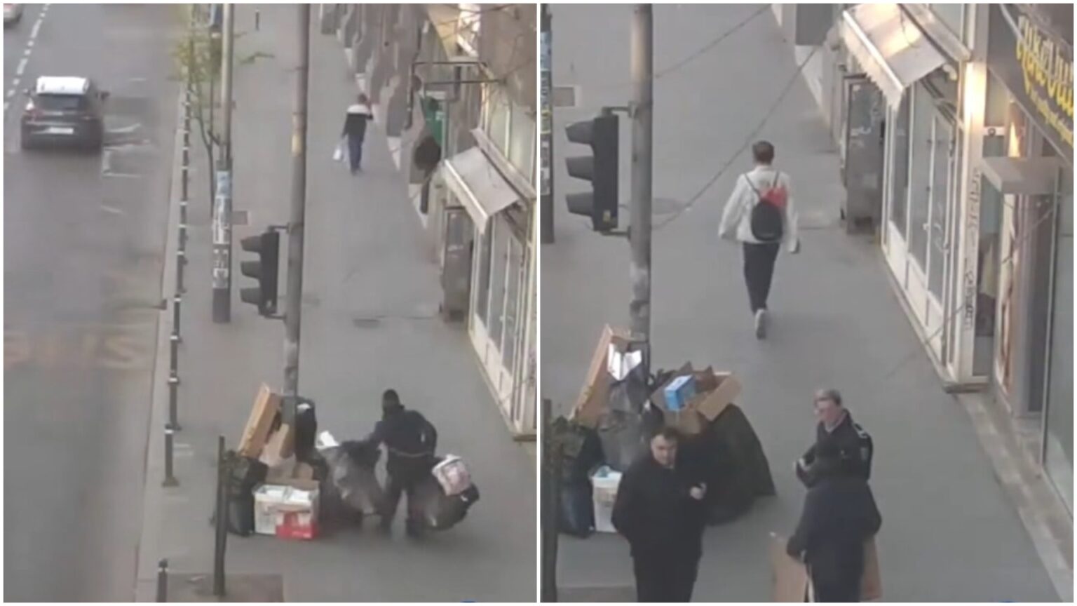 video un barbat a blocat trotuarul de pe bd balcescu cu saci si cartoane politia locala l a prins pe camere si a dat un avertisment unei asociatii de proprietari 69e0c0612be77